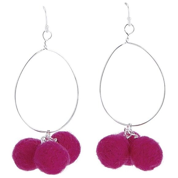 NWT! Shake Your Pompoms Festival Pink Earrings - Picture 1 of 2